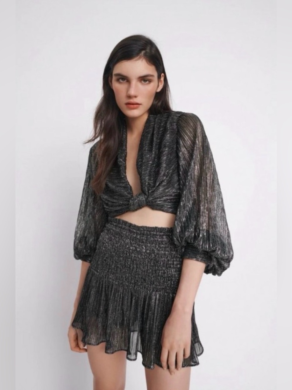 NWT ZARA Mini Skirt w/ Metallic Thread - XL